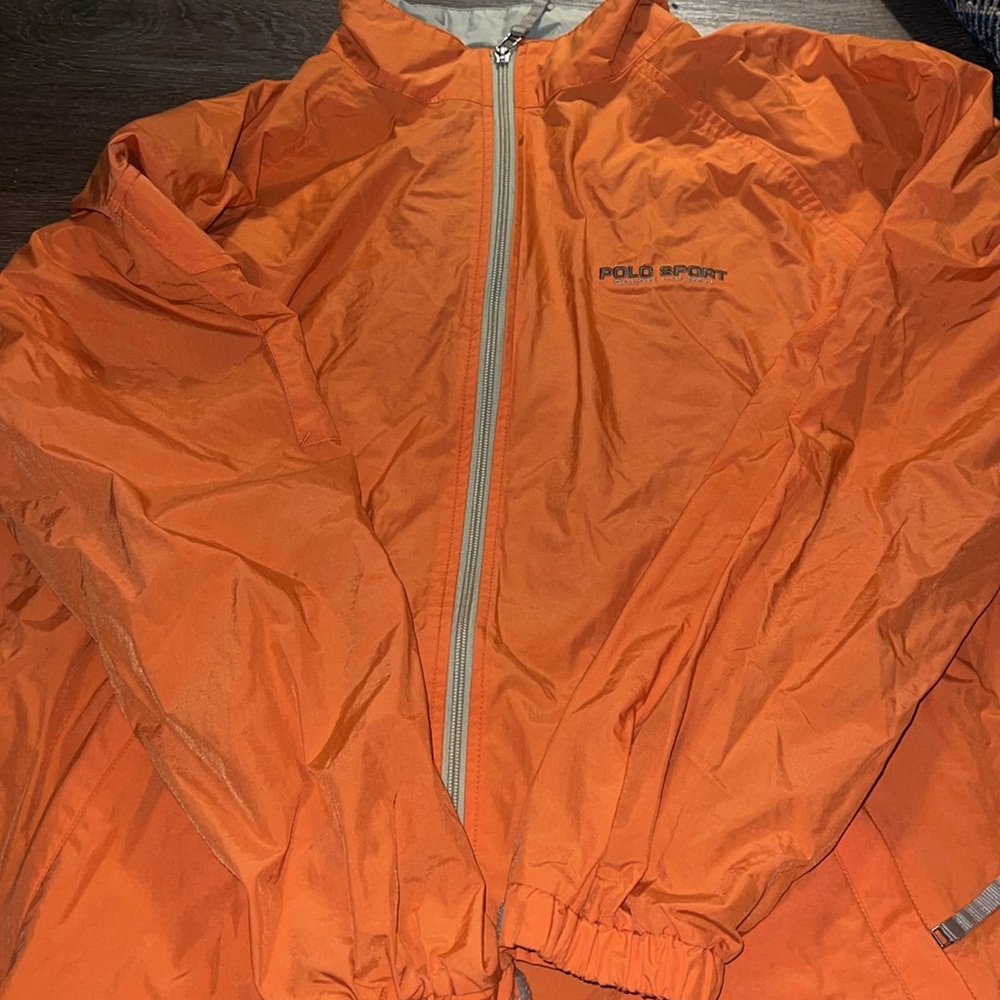 VINTAGE Polo Sport Ralph Lauren Jacket Mens XL Orange Windbreaker Lined 90s GUC